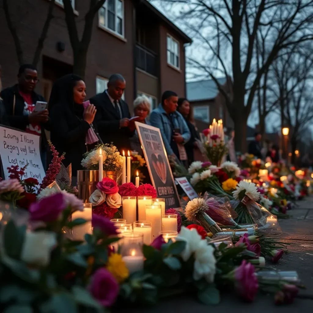 Memorial for high school football player in Chicago