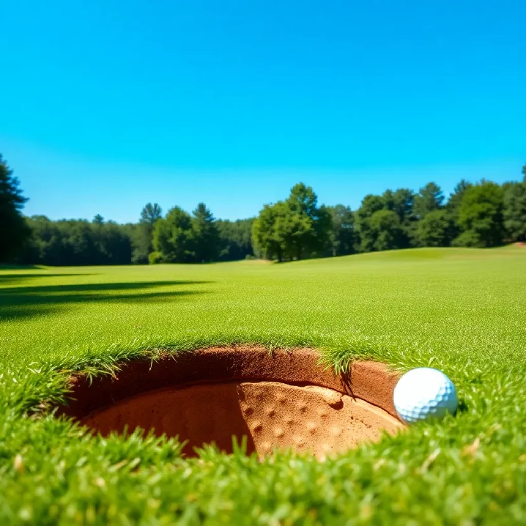 A picturesque golf course showcasing a hole with golf balls, symbolizing achievement.