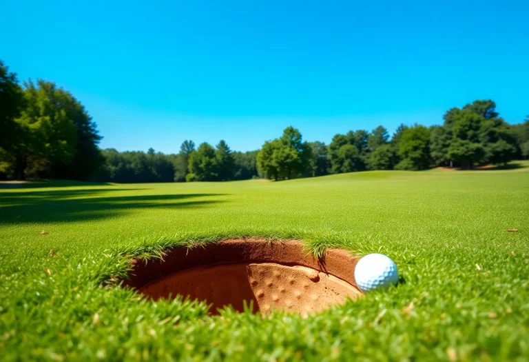 A picturesque golf course showcasing a hole with golf balls, symbolizing achievement.