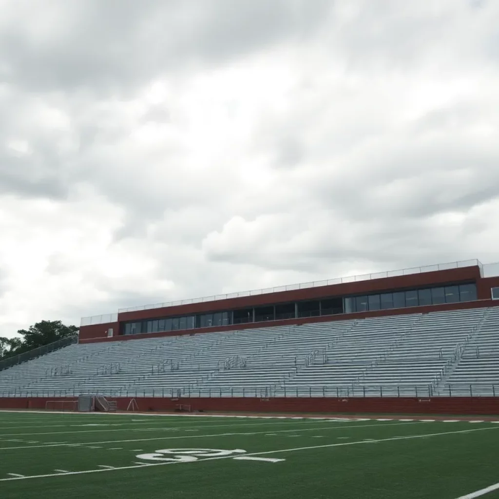 A desolate football field symbolizing loss and memory