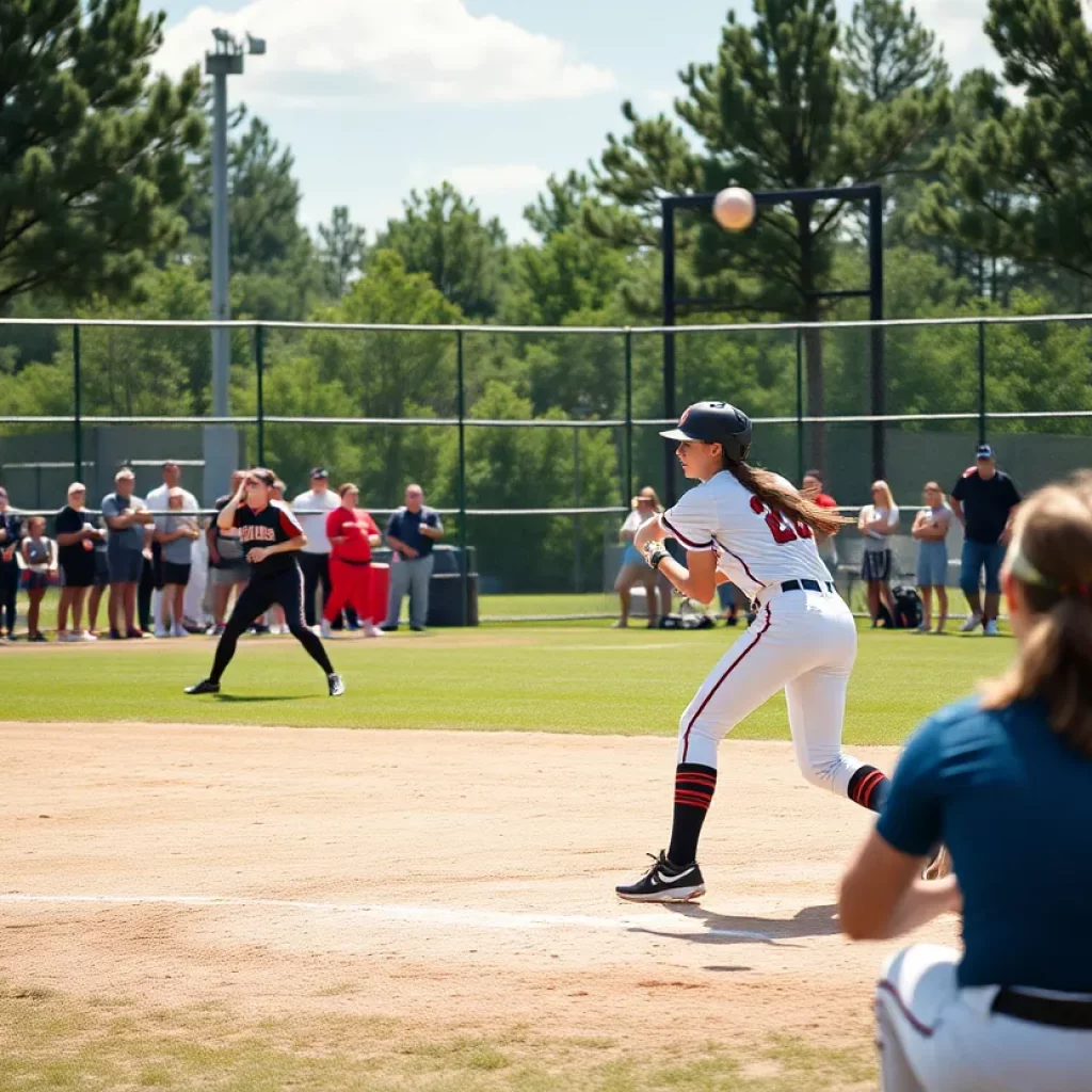 Softball players from Coastal Alabama competing during a game.