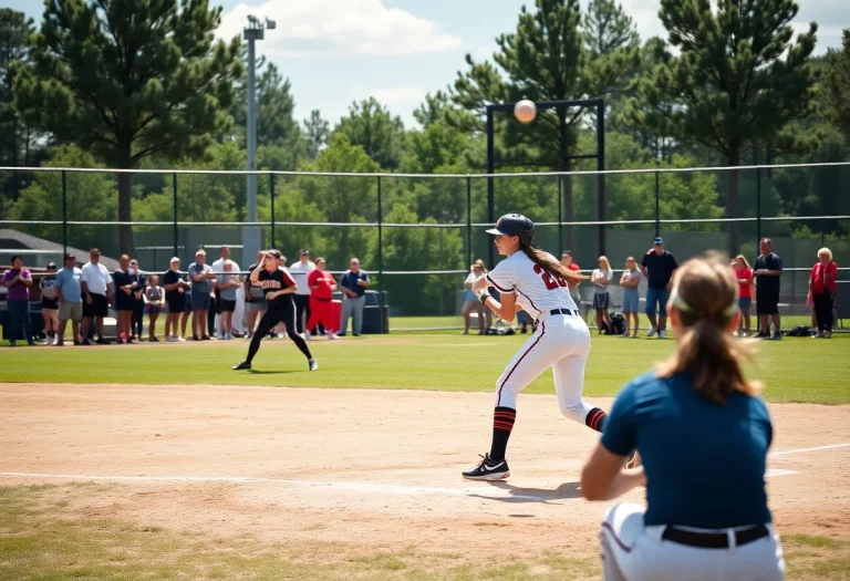 Softball players from Coastal Alabama competing during a game.