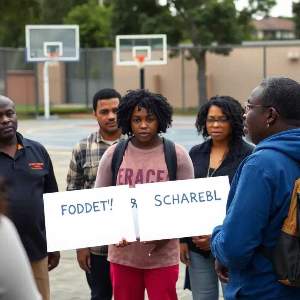 Community members discussing concerns about youth safety