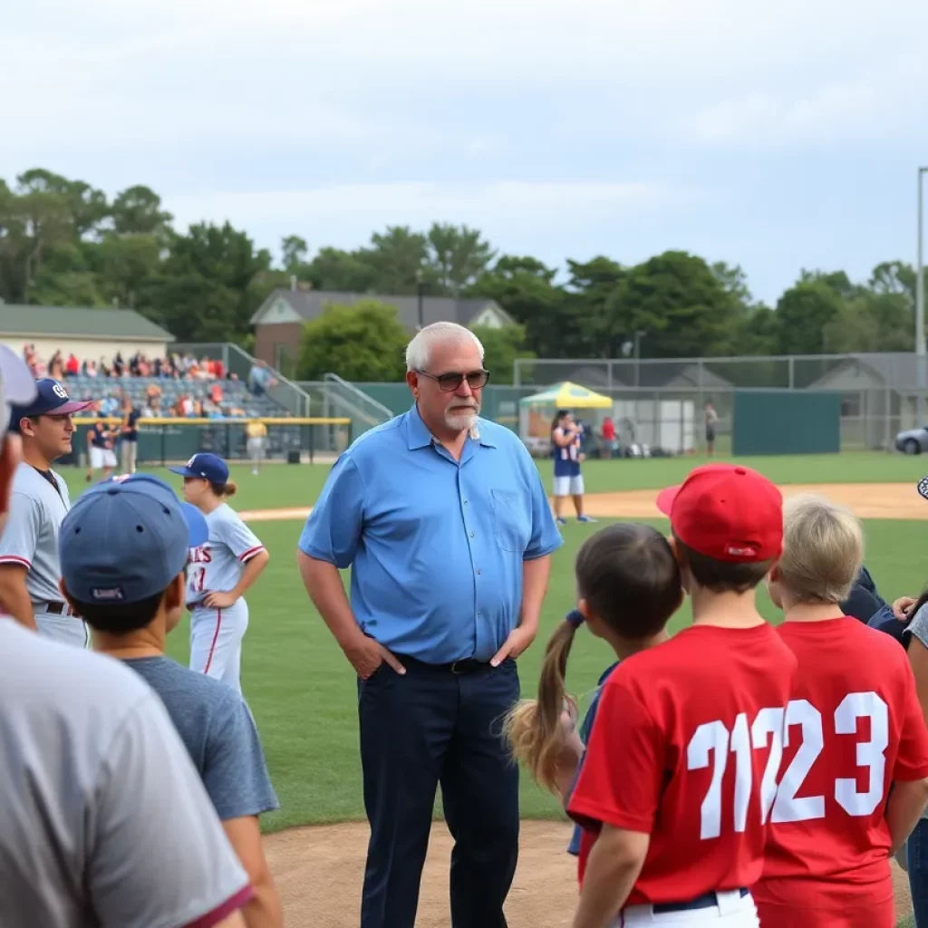 Community members coming together to reflect on a baseball coach's impact.