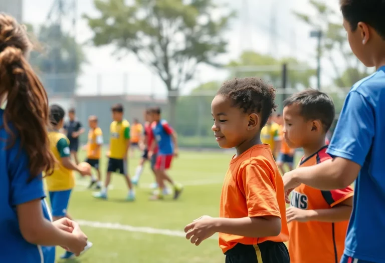 Young athletes showcasing sportsmanship in a community event