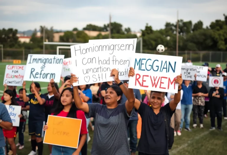 Community gathering supporting a deported teen soccer player