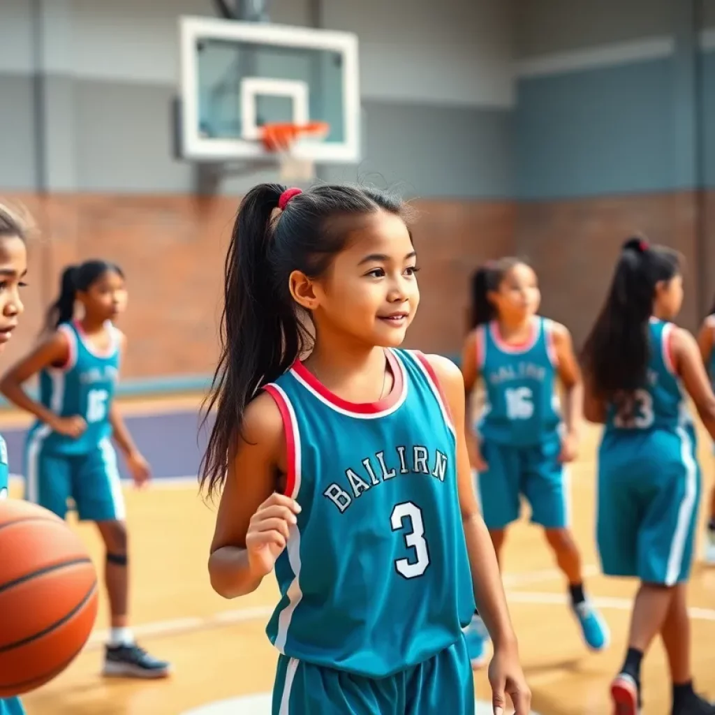 Girls basketball team practicing at Cooper High School