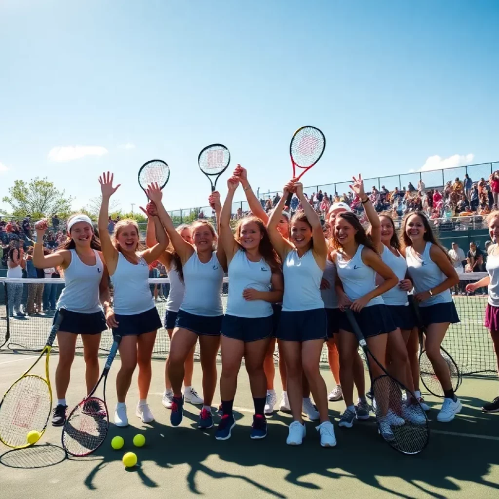 Covington Catholic tennis team celebrating a victory