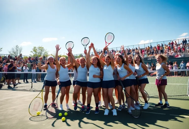 Covington Catholic tennis team celebrating a victory