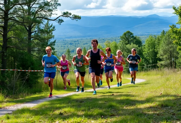 Group of cross country runners participating in a race in Highlands County