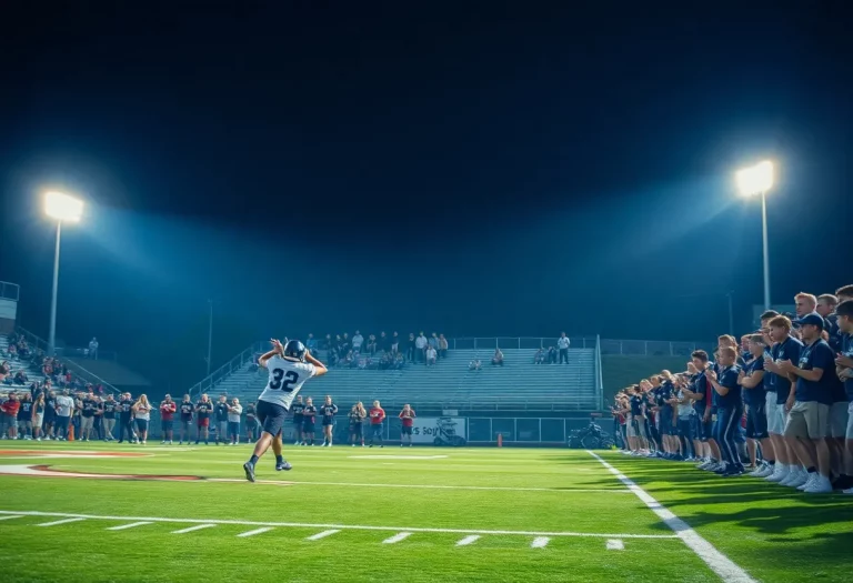 High school football players in action during a game.