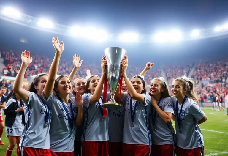 Davenport girls soccer team celebrating their state championship title