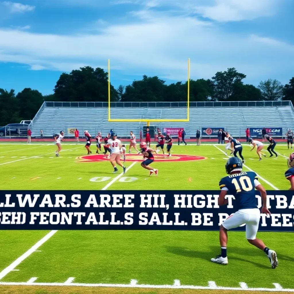 Players in action during Delaware high school football game