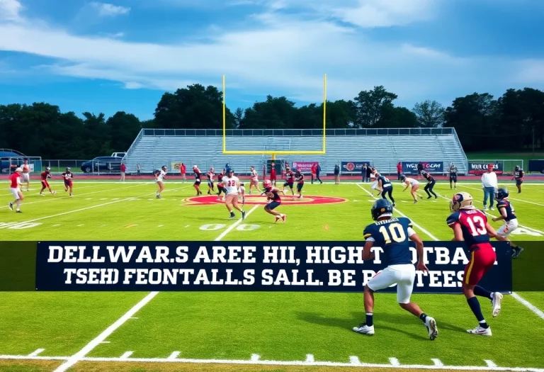 Players in action during Delaware high school football game