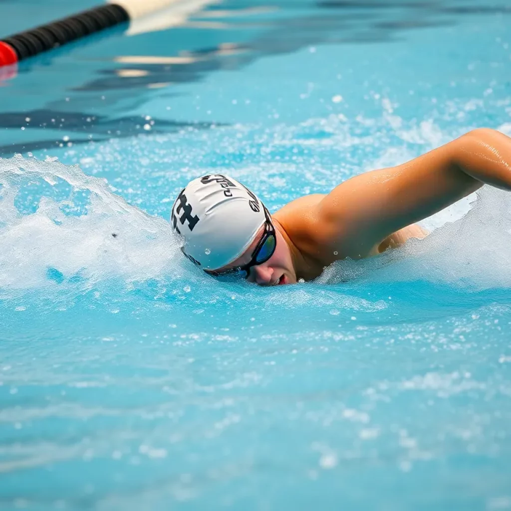 Swimmer racing in a competitive swim meet