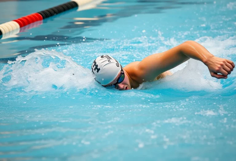 Swimmer racing in a competitive swim meet