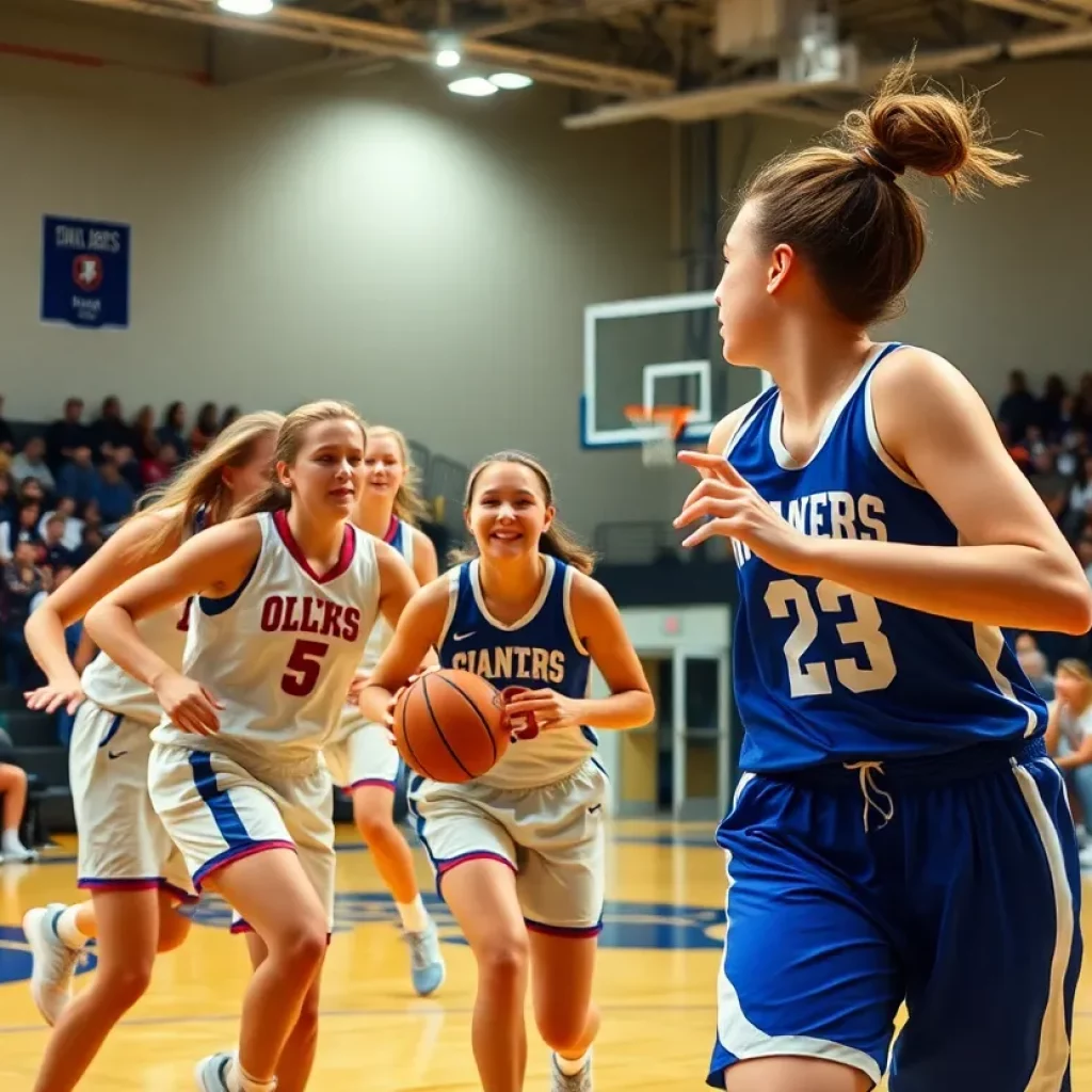 Desert Vista girls basketball team in action during Section 7 tournament