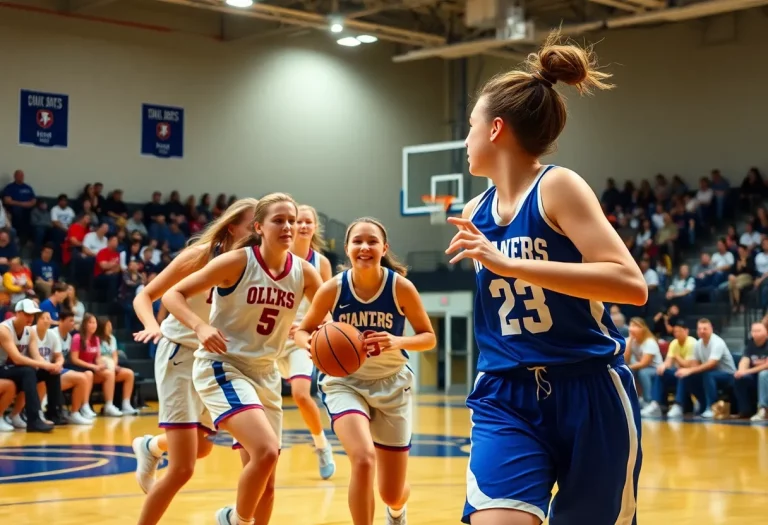 Desert Vista girls basketball team in action during Section 7 tournament