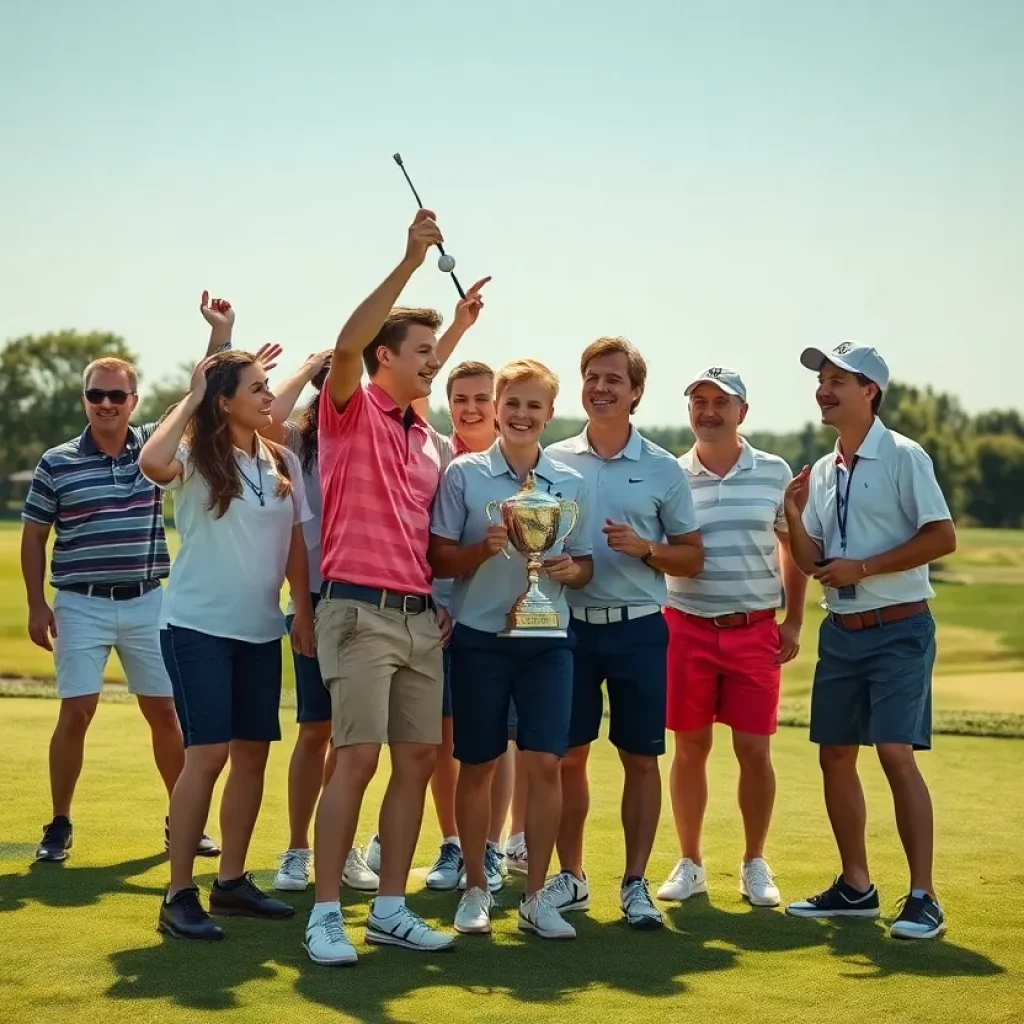 Detroit Catholic Central golf team celebrating their Division 1 state championship win in 2025.