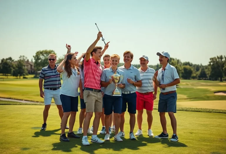 Detroit Catholic Central golf team celebrating their Division 1 state championship win in 2025.