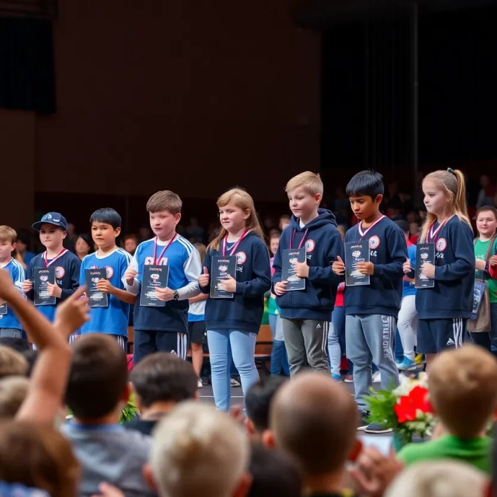 Athletes receiving awards at the Detroit High School Sports Awards