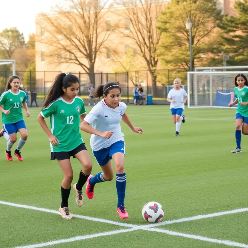 Durango High School Alumni Soccer Game in action with players and spectators