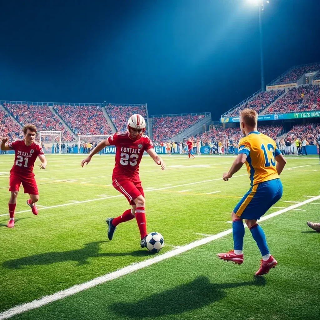 Arizona high school football players on the field during a game.
