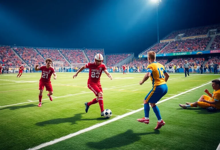 Arizona high school football players on the field during a game.