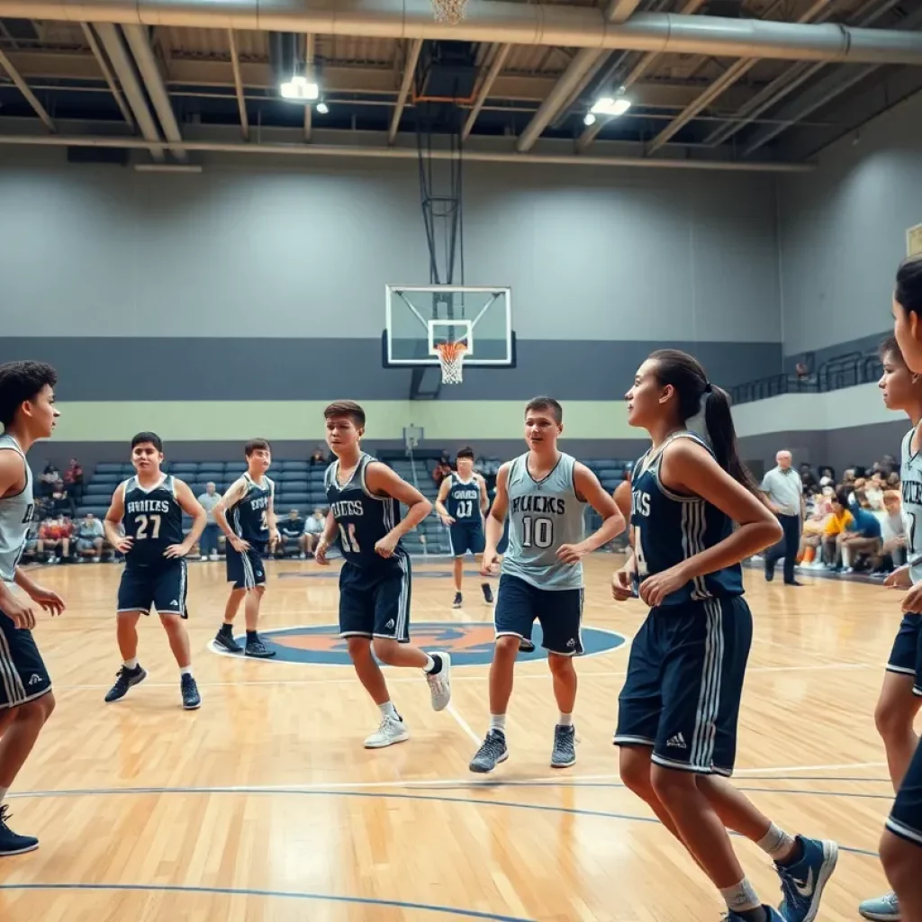 East Fairmont boys basketball team in action at Lincoln Cougar Shootout