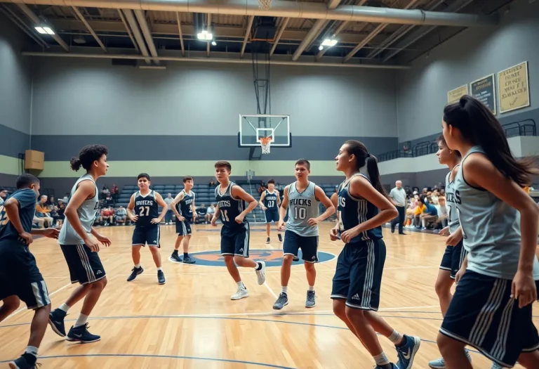 East Fairmont boys basketball team in action at Lincoln Cougar Shootout
