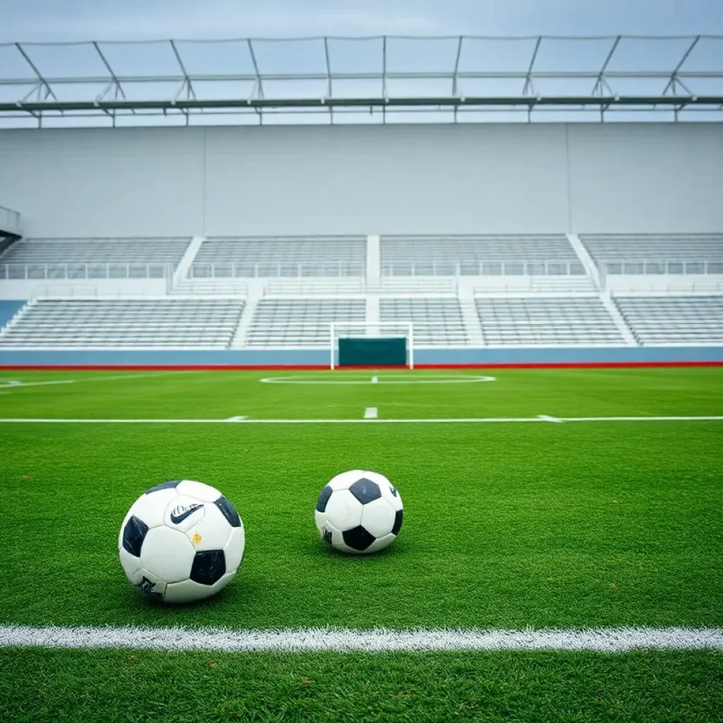 An empty high school soccer field indicating a referee shortage.