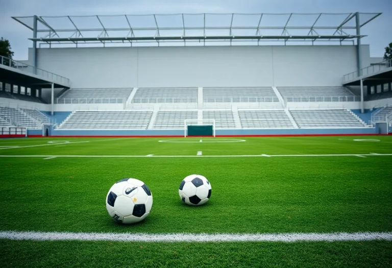 An empty high school soccer field indicating a referee shortage.