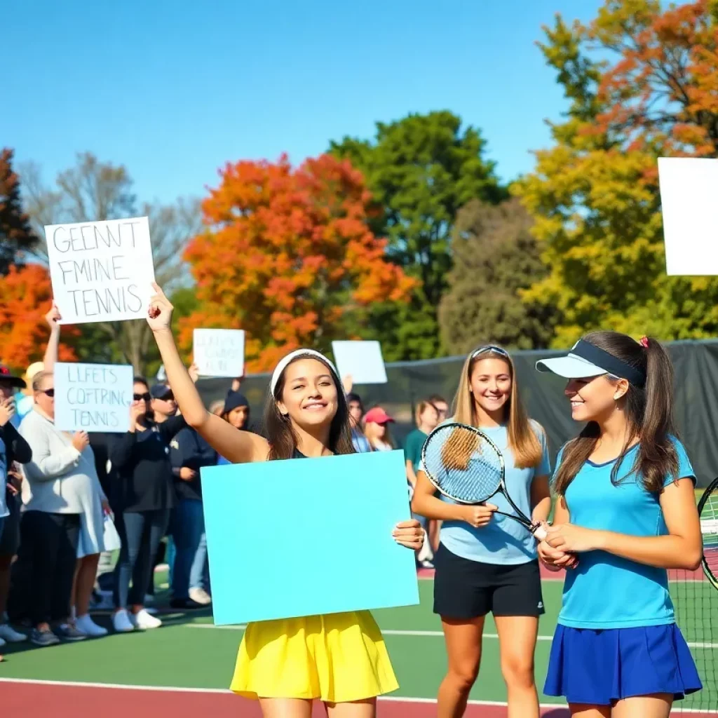 Fans cheering for young tennis players in Fall River