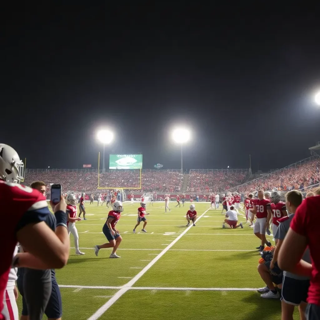 Florida high school football players in action during a game