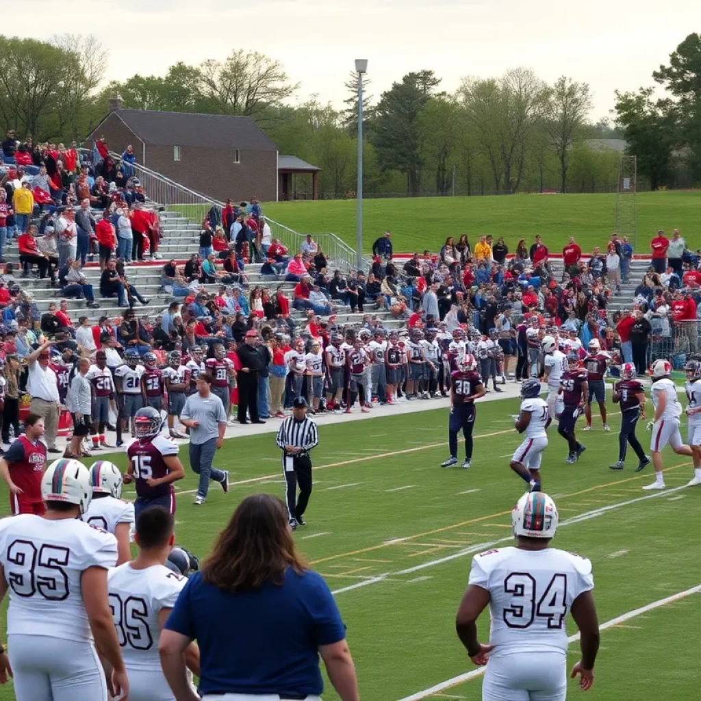 High school football players showcasing skills on the field