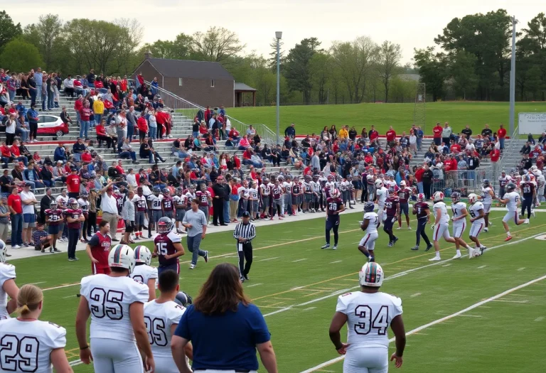 High school football players showcasing skills on the field