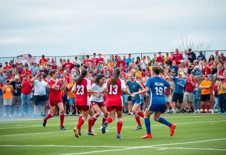 Frankenmuth girls soccer team celebrating their district championship victory