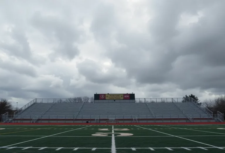 Empty football field symbolizing community mourning in Frisco.