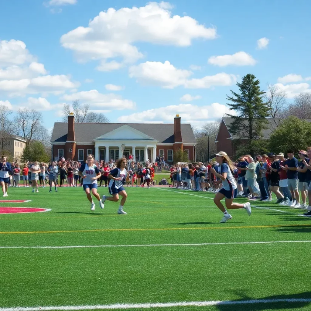 Players from Fryeburg Academy during a lacrosse match