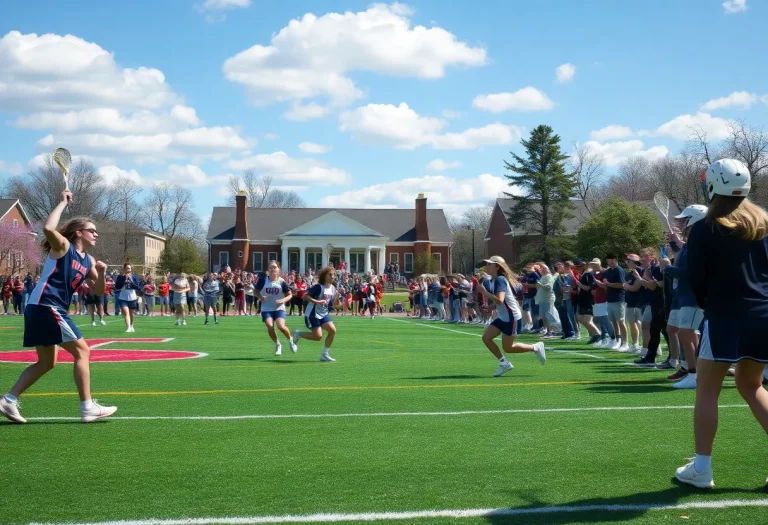 Players from Fryeburg Academy during a lacrosse match