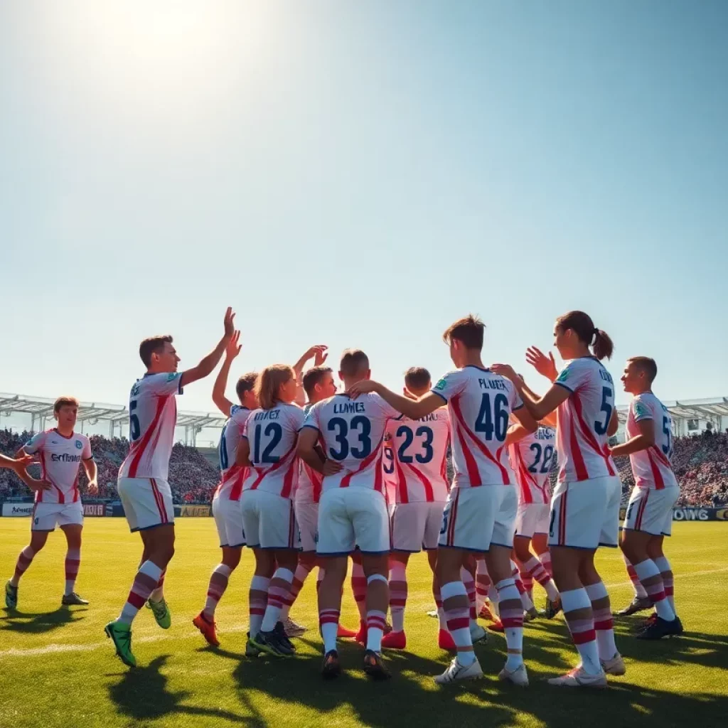 Gar-Field soccer team celebrating victory on the field