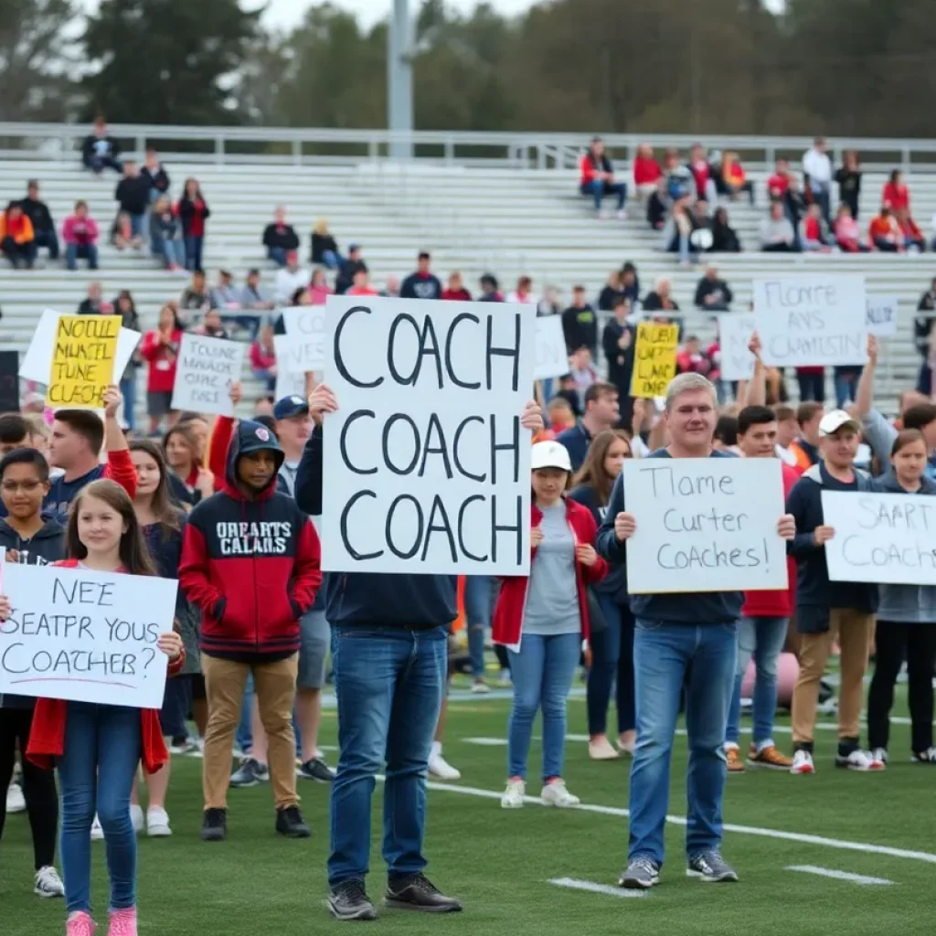 Parents and students protesting outside Golden Valley High School.
