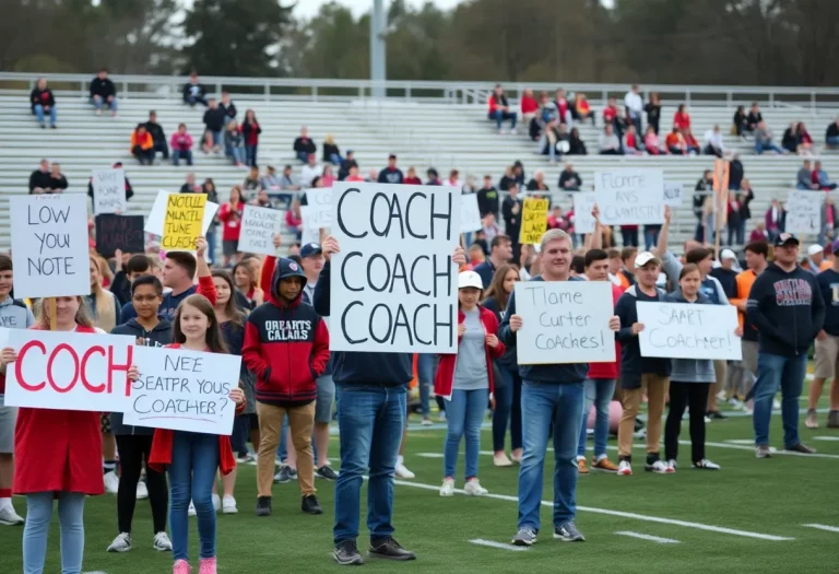 Parents and students protesting outside Golden Valley High School.