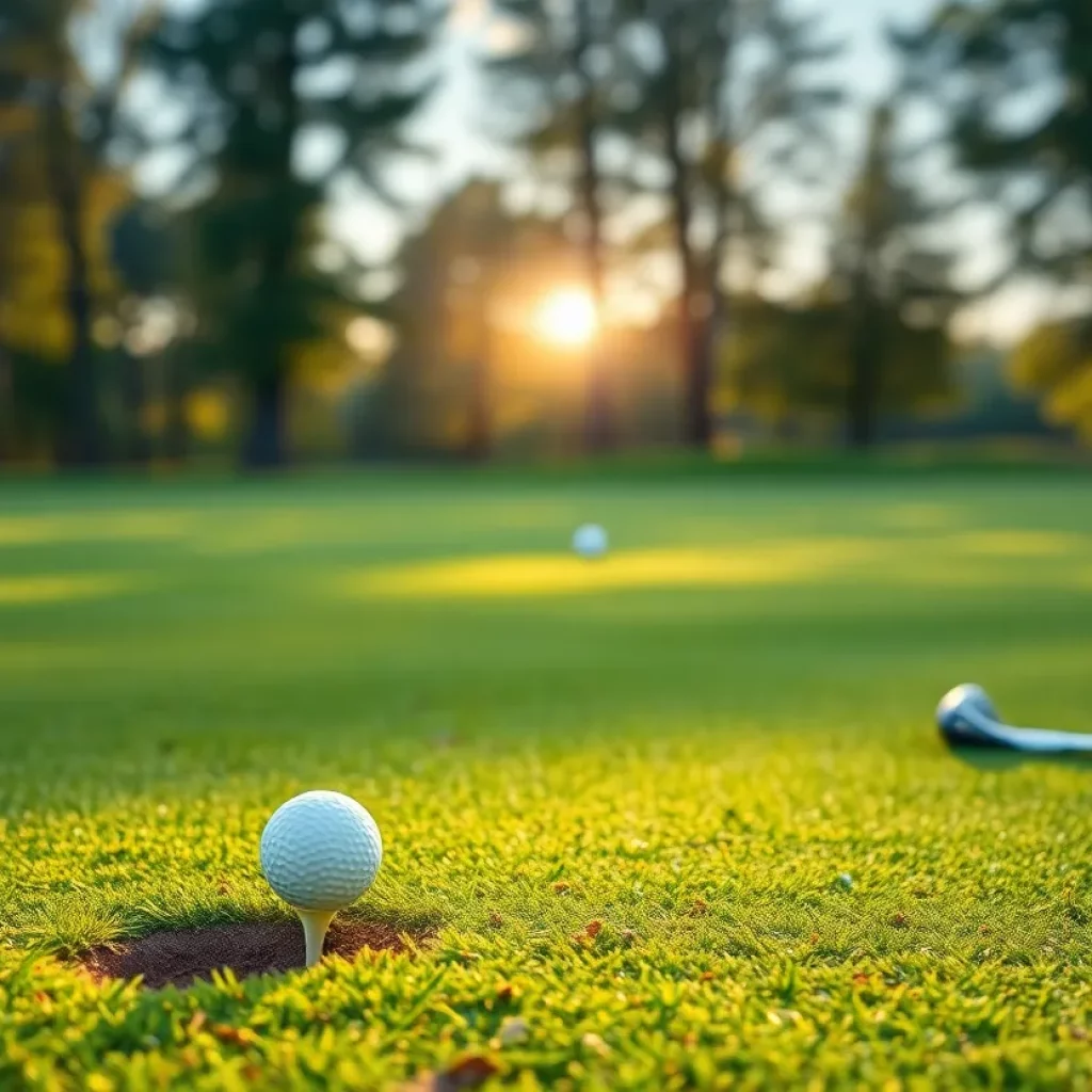 Morning view of a golf course ready for a tournament.