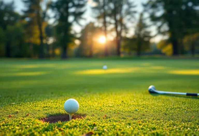 Morning view of a golf course ready for a tournament.