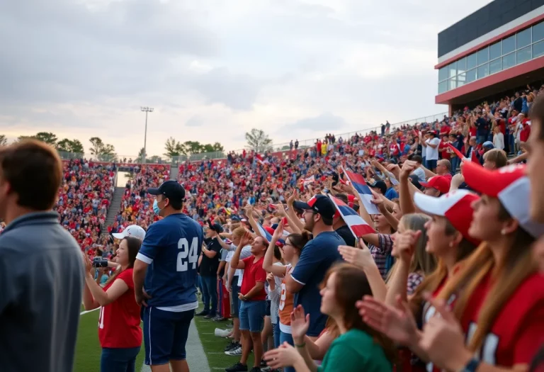 Fans cheering at a Graham G-Men football game