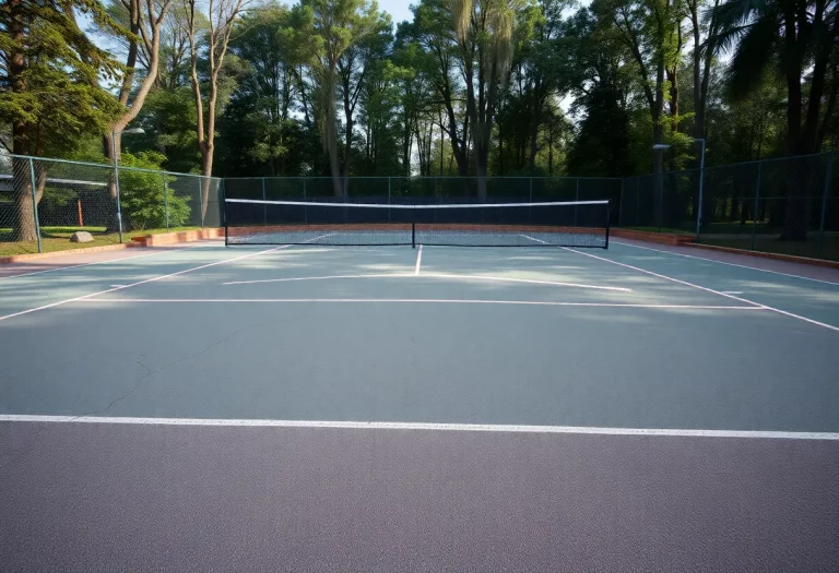 Old tennis court at Gridley High School