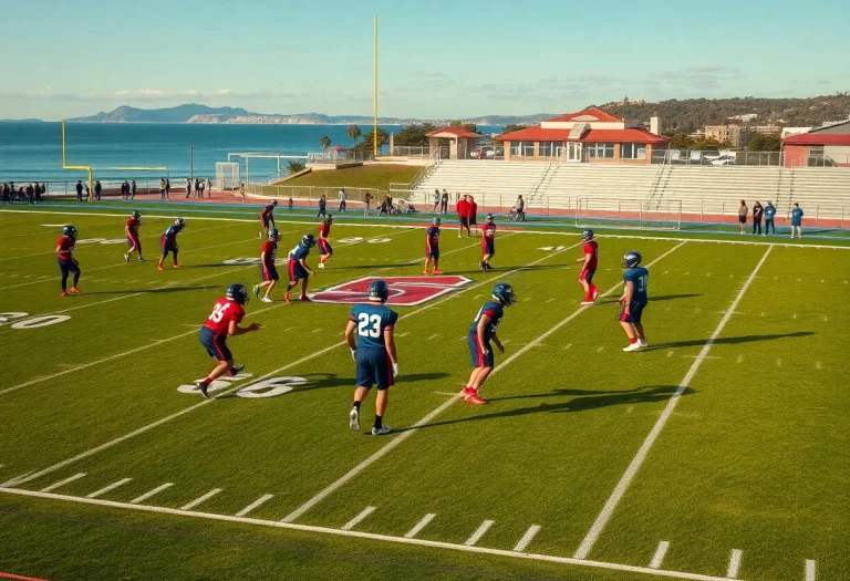 Gulf Breeze High School football players practicing on the field