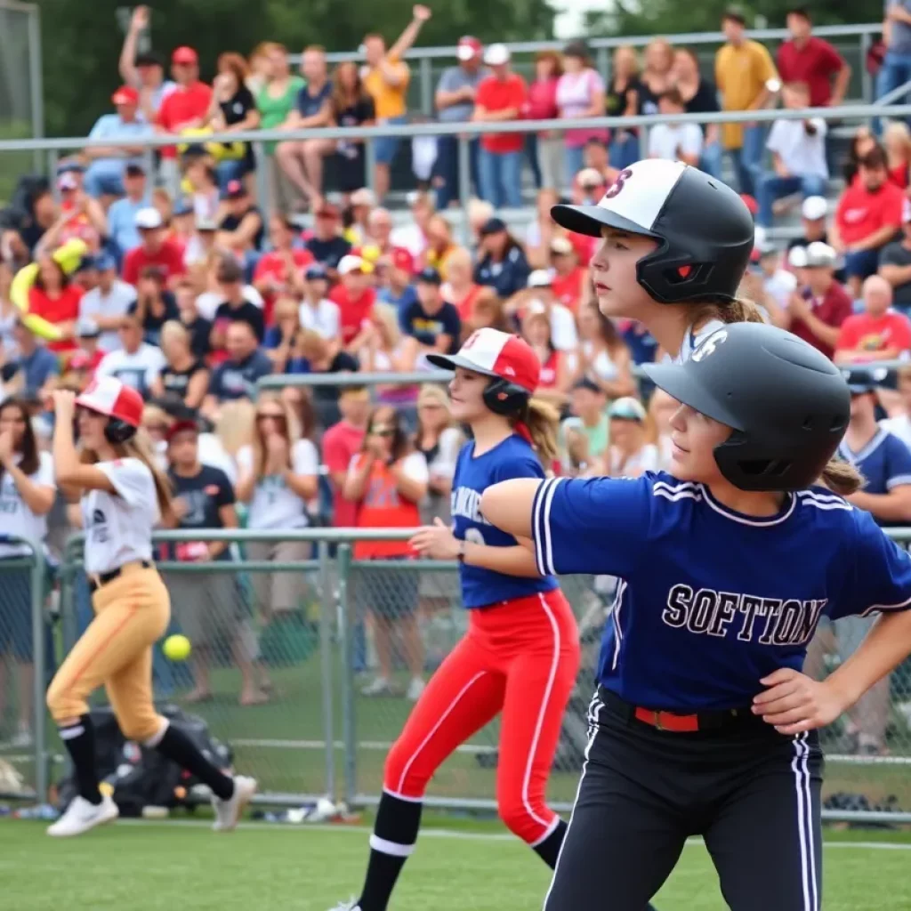 Athletes competing in various sports during high school championships