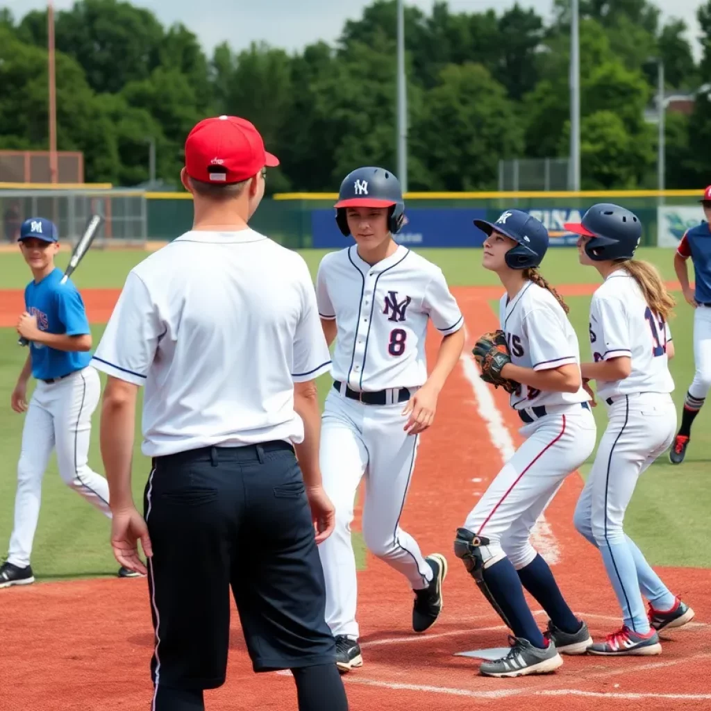High school baseball players competing on the field